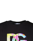 Dolce & Gabbana Black Logo Print Cotton Crew Neck T-shirt