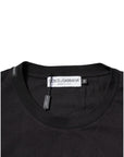 Dolce & Gabbana Black Logo Print Cotton Crew Neck T-shirt