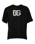 Dolce & Gabbana Black Logo Print Cotton Crew Neck T-shirt