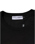 Dolce & Gabbana Black Logo Print Cotton Crew Neck T-shirt