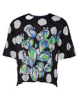 Dolce & Gabbana Black White Printed Cotton Crew Neck T-shirt