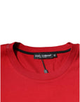 Dolce & Gabbana Red Logo Print Cotton Crew Neck T-shirt