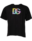 Dolce & Gabbana Black Logo Print Cotton Crew Neck T-shirt