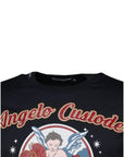 Dolce & Gabbana Blue Cotton Angel Print Short Sleeves T-shirt
