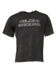 Dolce & Gabbana Gray Logo Embellished Men Crew Neck T-shirt