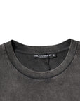 Dolce & Gabbana Gray Logo Embellished Men Crew Neck T-shirt