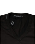 Dolce & Gabbana Black Cotton V-neck Short Sleeve T-shirt
