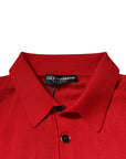 Dolce & Gabbana Red Cashmere Collared Pullover Sweater