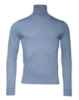 Dolce & Gabbana Light Blue Silk Turtleneck Pullover Sweater