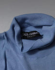 Dolce & Gabbana Light Blue Silk Turtleneck Pullover Sweater