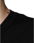 Dolce & Gabbana Black Cashmere V-neck Pullover Sweater