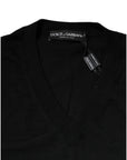 Dolce & Gabbana Black Cashmere V-neck Pullover Sweater