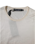 Dolce & Gabbana Off White Silk Crew Neck Short Sleeve T-shirt