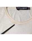 Dolce & Gabbana Off White Silk Crew Neck Short Sleeve T-shirt