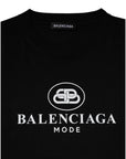Balenciaga Black Cotton Logo Print Crew Neck Short Sleeves T-shirt