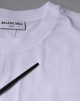 Balenciaga White Logo Cotton Jersey Crew Neck Short Sleeves T-shirt