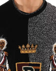 Dolce & Gabbana Multicolor KING Knight Monkey Knitted Cashmere Wool Sweater