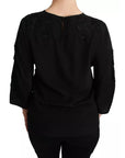 Dolce & Gabbana Black Floral Embroidered Blouse Silk Top