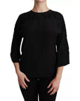 Dolce & Gabbana Black Floral Embroidered Blouse Silk Top