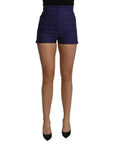 Dolce & Gabbana Blue High Waist Mini Hot Pants Cotton Shorts