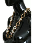 Dolce & Gabbana Gold Brass Oversize Chain LILY Flowers Necklace
