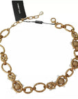Dolce & Gabbana Gold Brass Oversize Chain LILY Flowers Necklace