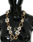 Dolce & Gabbana Gold Brass Oversize Chain LILY Flowers Necklace