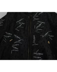 Dolce & Gabbana Black Logo Patch Brocade Bomber Full Zip Jacket