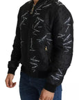 Dolce & Gabbana Black Logo Patch Brocade Bomber Full Zip Jacket