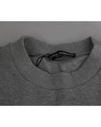 Dolce & Gabbana Gray Crown King Print Cotton Pullover Sweater