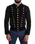 Dolce & Gabbana Black Button Embellished Military Jacket