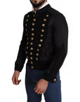 Dolce & Gabbana Black Button Embellished Military Jacket