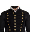 Dolce & Gabbana Black Button Embellished Military Jacket