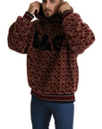 Dolce & Gabbana Red Beige Wool Oversize Hooded Pullover Sweater
