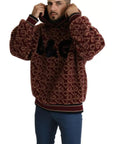 Dolce & Gabbana Red Beige Wool Oversize Hooded Pullover Sweater