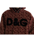 Dolce & Gabbana Red Beige Wool Oversize Hooded Pullover Sweater
