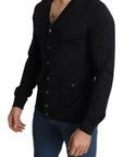 Dolce & Gabbana Black Wool Button Down Men Cardigan Sweater