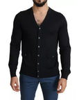 Dolce & Gabbana Black Wool Button Down Men Cardigan Sweater
