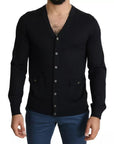 Dolce & Gabbana Black Wool Button Down Men Cardigan Sweater