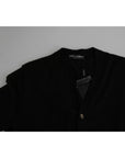 Dolce & Gabbana Black Wool Button Down Men Cardigan Sweater