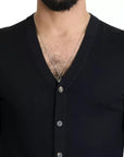 Dolce & Gabbana Black Wool Button Down Men Cardigan Sweater