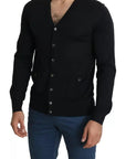 Dolce & Gabbana Black Wool Button Down Men Cardigan Sweater