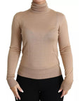 Dolce & Gabbana Beige Cashmere Silk Turtleneck Pullover Sweater
