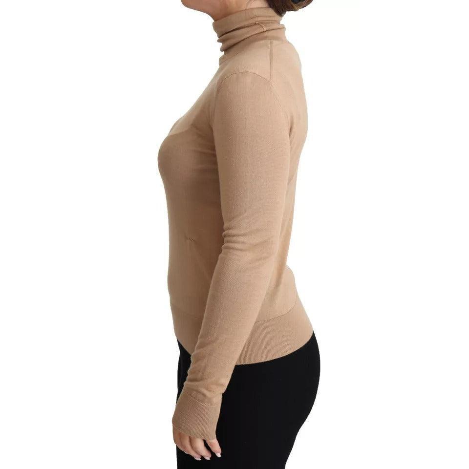 Dolce & Gabbana Beige Cashmere Silk Turtleneck Pullover Sweater