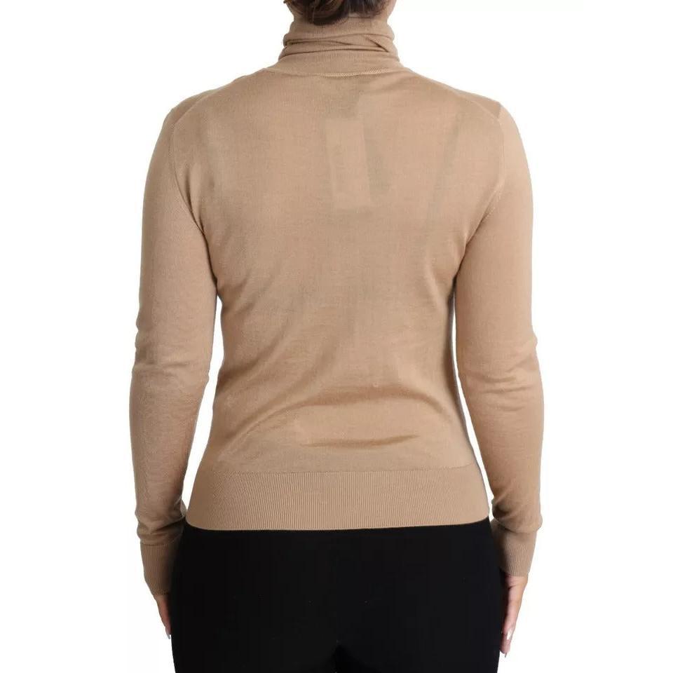 Dolce & Gabbana Beige Cashmere Silk Turtleneck Pullover Sweater