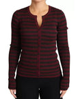 Dolce & Gabbana Black Red Striped Womens Cardigan Sweater