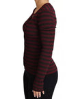 Dolce & Gabbana Black Red Striped Womens Cardigan Sweater