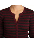Dolce & Gabbana Black Red Striped Womens Cardigan Sweater