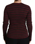 Dolce & Gabbana Black Red Striped Womens Cardigan Sweater