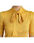 Dolce & Gabbana Yellow Silk Knit Pullover Ascot Collar Top